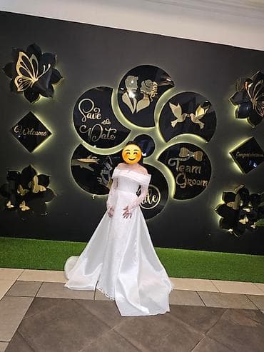 Свадебные платья и аксессуары: Ağ gəlinlik – zərif krujeva və payet işləməli - Model: “off-shoulder” — 7