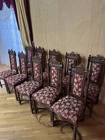 Klassik üslubda 10 ədəd taxta yemək otağı stulu dəsti. - Material lalafo.az -da Klassik üslubda 10 ədəd taxta yemək otağı stulu dəsti. - Material