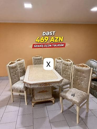 balkon stul: Klassik üslubda yemək otağı dəsti - Tərkib: 1 ədəd böyük düzbucaqlı — 1