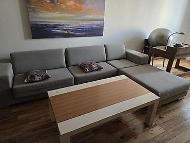 Məhsul: Künc divan (L‑şəkilli) və masa - Rəng: Açıq boz - Material — 1
