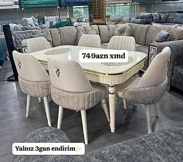Qonaq otağı üçün, Yeni, Açılmayan, Dördbucaq masa, 6 stul