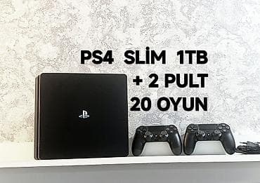 sony playstation ps1: Az işlənmiş PS4 slim 500gb +2 pult +20 oyun. Sistem-13.50 Cihaz — 1
