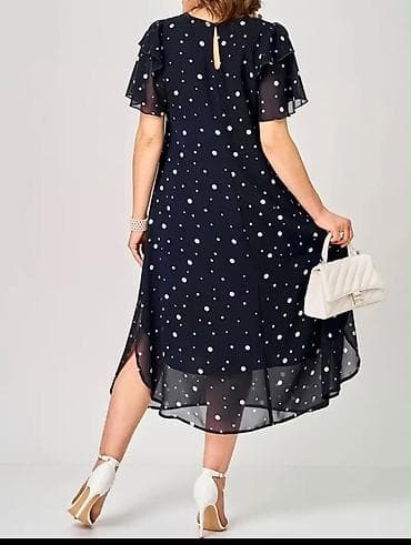 astar: Qara rəngli, ağ xallı şifon don - Klassik polka-dot (ağ xallı) naxış — 1