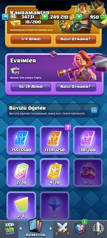Daraq panellər: Clash Royale Hesabı 9 min kupa,46 svy.10 evrimi var.Hesabın envanteri — 3