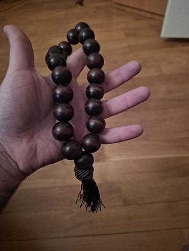 Taxta təsbeh – böyük dənəli, püsküllü - Material: tünd qəhvəyi rəngli — 3