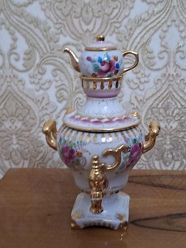 Porselen mini samovar-çaydan dəsti - Material: yüksək keyfiyyətli — 2
