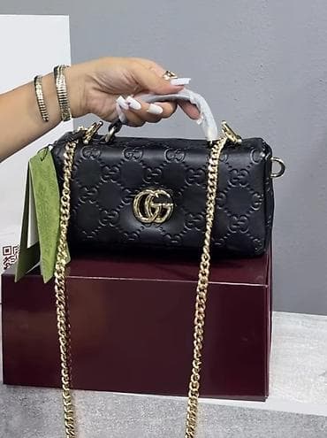 Qara dəri gucci çanta lux premium model qutuda — 1