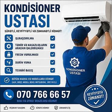 Xidmətlər: Kondisioner ustası xidməti – sürətli, keyfiyyətli və zəmanətli işlər — 1