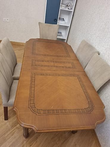 Yemək masası və 5 ədəd stul dəsti uzun 1.50 açılanda 1.80 olur — 1