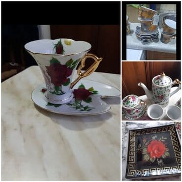 suse fasad: Ev üçün dekor və süfrə dəsti - Qəhvə/çay fincan dəsti: bozumtul fon — 27