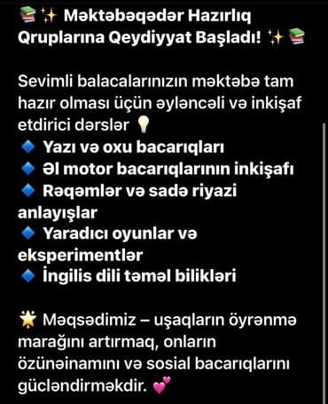 gitara kurslari bakida: Məktəbəqədər və ibtidai sinif hazırlığı, Azərbaycan dili, Qrup — 1