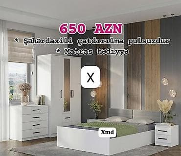 sap: Yataq otağı mebel dəsti Tərkib: - İki nəfərlik çarpayı (yumşaq — 1