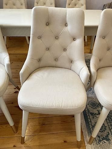 Qonaq otağı üçün, İşlənmiş, Açılmayan, Dördbucaq masa, 6 stul — 8