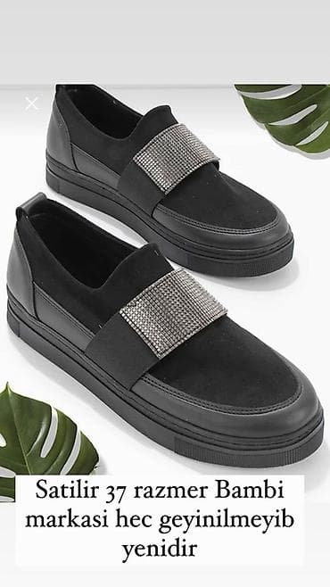 debli ayaqqabilar: Bambi brendi qadın ayaqqabısı - Ölçü: 37 - Rəng: qara - Material — 1