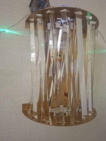 gece lampası: Kristal dekorlu divar bra - Material: metal gövdə (qızılı rəng) + — 3