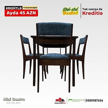 ucuz dikler: Mətbəx üçün, Yeni, Açılmayan, Dördbucaq masa, 4 stul — 9