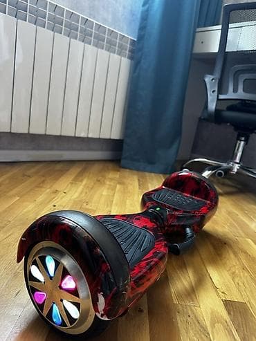 electro gitara: Qırmızı-alov naxışlı hoverboard (self-balance skuter) - Təkər ölçüsü — 4