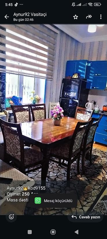 usdol: Aynur92👑kod9155 Qiymet *250 Azn* Masa dəsti satılır Yaxşı — 1