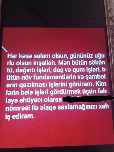 tikinti isleri: Xidmət: Tikinti-söküntü və qazıntı işləri Təklif edilən işlər: - — 1