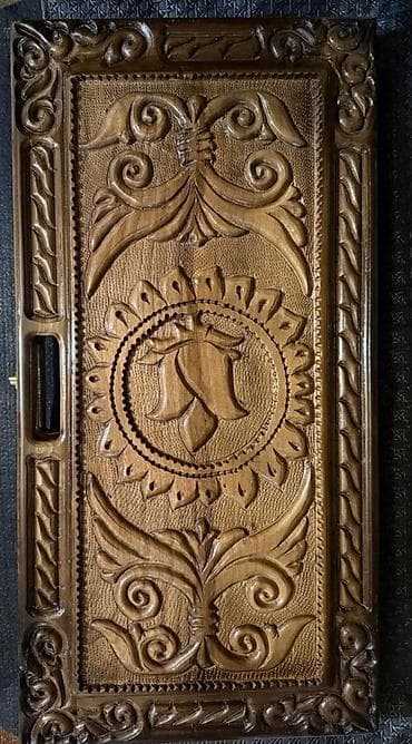 Əl oyma naxışlı taxta nərd dəsti - Material: keyfiyyətli bərk ağac — 3