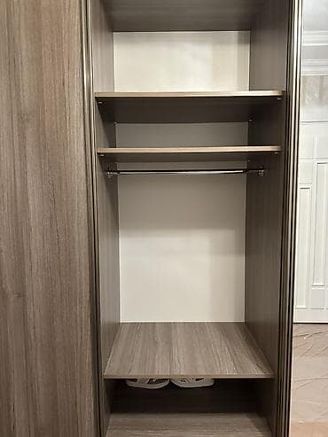 3 qapılı, Güzgülü, Qəhvəyi, Digər material, Kupe, Düz dolab — 3