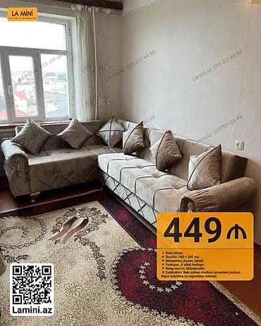 Künc divan – La Mini - Ölçü: 280 × 200 sm - Mexanizm: Açılan, bazalı at lalafo.az Künc divan – La Mini - Ölçü: 280 × 200 sm - Mexanizm: Açılan, bazalı