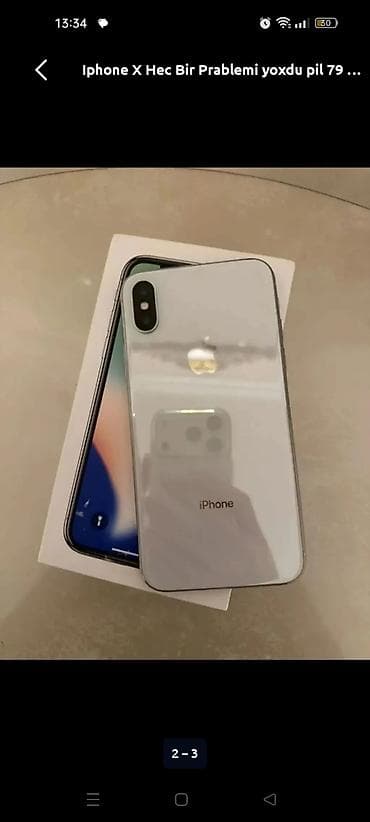 IPhone X, 64 GB, Gümüşü, Simsiz şarj