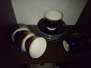 samovar cay: Çay dəsti, rəng - Göy, Xrustal, Rusiya — 6
