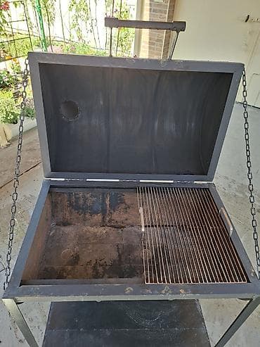 soba odun: Metall manqal/BBQ qril arabası - Material: qalın divarlı metal gövdə — 2