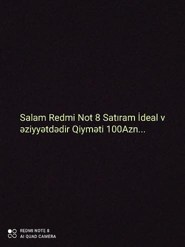 Xiaomi Redmi Note 8 satılır. Xüsusiyyətlər: - 6.3" FHD+ IPS ekran -