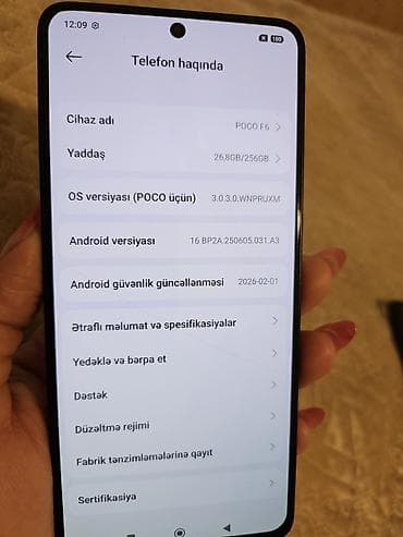 htc u ultra: Poco F6, 256 GB, rəng - Qara, Barmaq izi — 2
