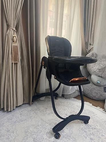 xəstəxana çıxış: Uşaq yemək stulu – qara rəng, qızılı detallarla - Rahat və yumşaq — 3