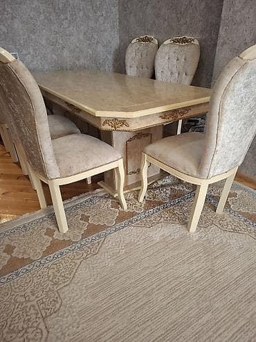 sekretar sto: Qonaq otağı üçün, Açılmayan, Dördbucaq masa, 8 stul — 2