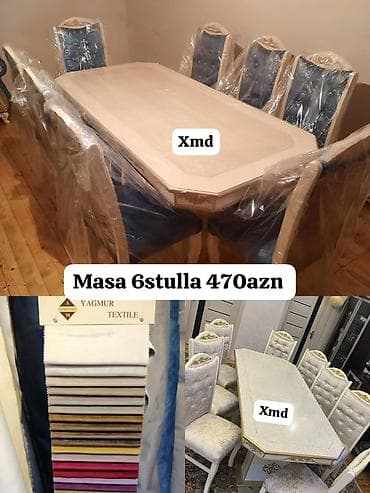 annaberry textile: Qonaq otağı üçün, Açılmayan, Dördbucaq masa, 6 stul — 1