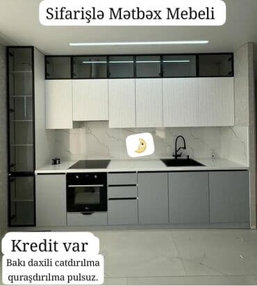 ağ qara mətbəx mebelləri: 🟣Yeni mətbəx mebeli 🆘 *1 pqm görə qiymətlər* 🟣Mat Laminat *180 azn* — 5