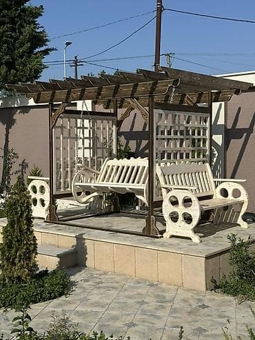 Bağ, çöl oturacaqları: Açıq hava məkanları üçün dekorativ taxta pergola/pavilyon — 10