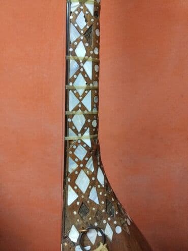 Akkordeonlar: Saz. Qədimi. 1948 -ci il. Əl işi. Üstü təbii sədəflə işlənib. Bəzi — 7