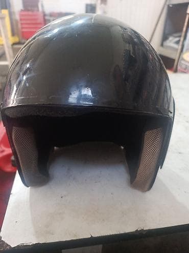 Мопеды, скутеры: Qara rəngli açıq tip motosiklet dəbilqəsi - Klassik yarım üz — 1