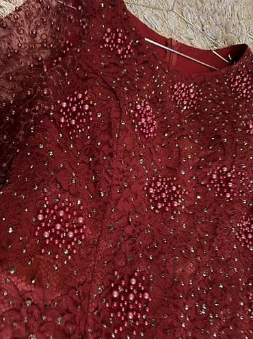 toy libası: Bordo rəngdə uzun ziyafət/gecə libası -Beden 44 - Model: balıq — 3