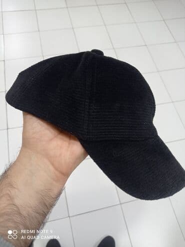 детские шерстяные шапки: Qara rəngli kepka - Material: zolaqlı manjetli məxmərə (korduroy) — 4