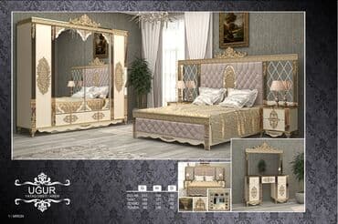 угловая тумба: Двуспальная кровать, 2 тумбы, Турция, Новый — 1