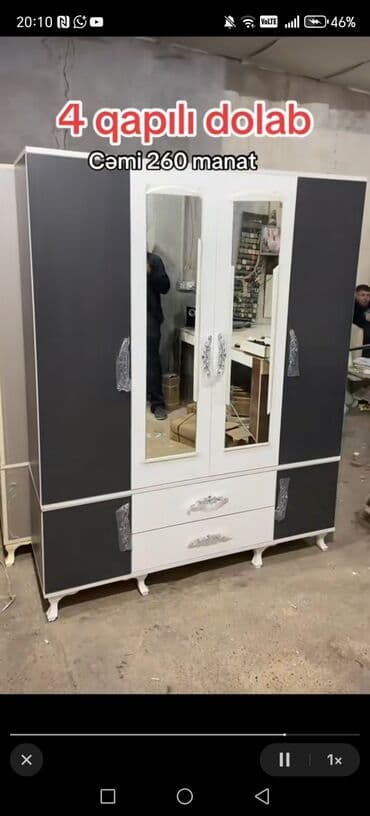 garderob: Yeni, Açılan, 4 qapılı Düz dolab, Qarderob, paltar dolabı, Azərbaycan — 10