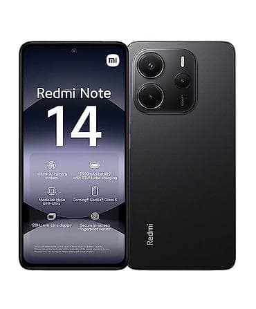 telefonlar 32 s: Redmi Note 14, 256 GB, rəng - Qara, Barmaq izi, İki sim kartlı, Face ID — 1