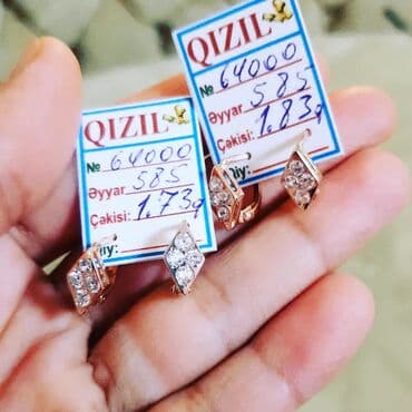 tək qaş: Sırğa, Sarı qızıl, 585 Əyar — 3