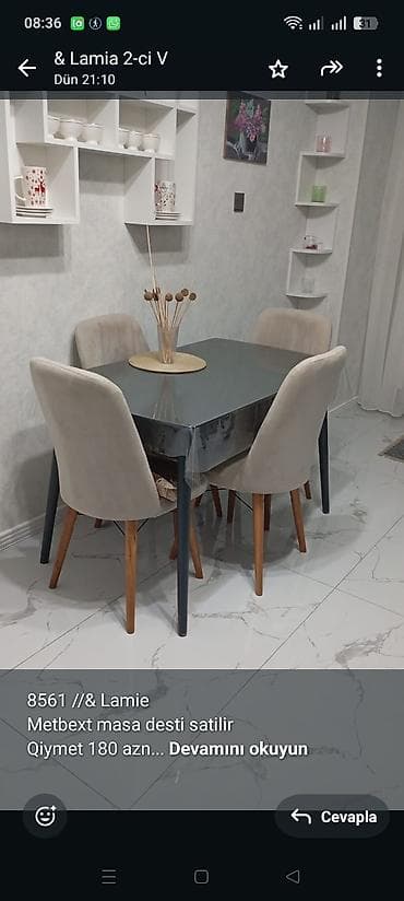 8561 //&amp; Lamie Metbext masa desti satilir Qiymet 180 azn Teze