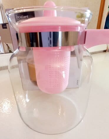 qədimi caynik: Yeni, rəng - Çəhrayı, Dəm caydanı, Şüşə, 1,5 bucket volume l — 2