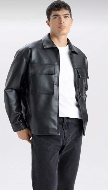 Məhsul: Kişi üçün qara dəri görünümlü gödəkcə (DeFacto OUTERWEAR)