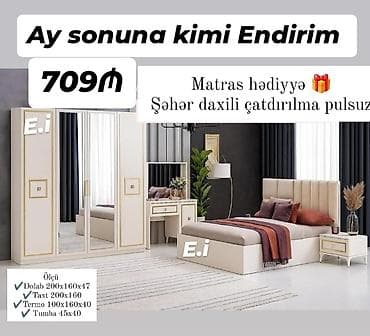 Yataq dəsti termo tumba dolab taxt daxildir 709 azn rəng seçimi var