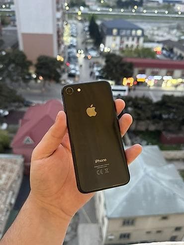 2.el telefon iphone: IPhone 8, 64 GB, Qara, Zəmanət, Barmaq izi, Simsiz şarj — 1
