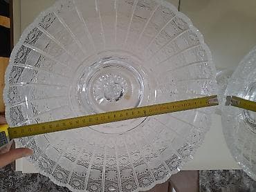 qab qurudan: Büllur ayaqlı meyvə/gülqabı - Material: şəffaf büllur şüşə - Dizayn — 2